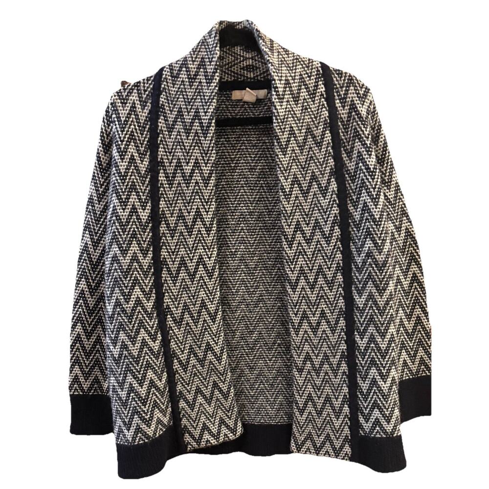 Banana Republic Sz S Open Cardigan Zig Zag Knit Italian Yarn Preppy Academia
